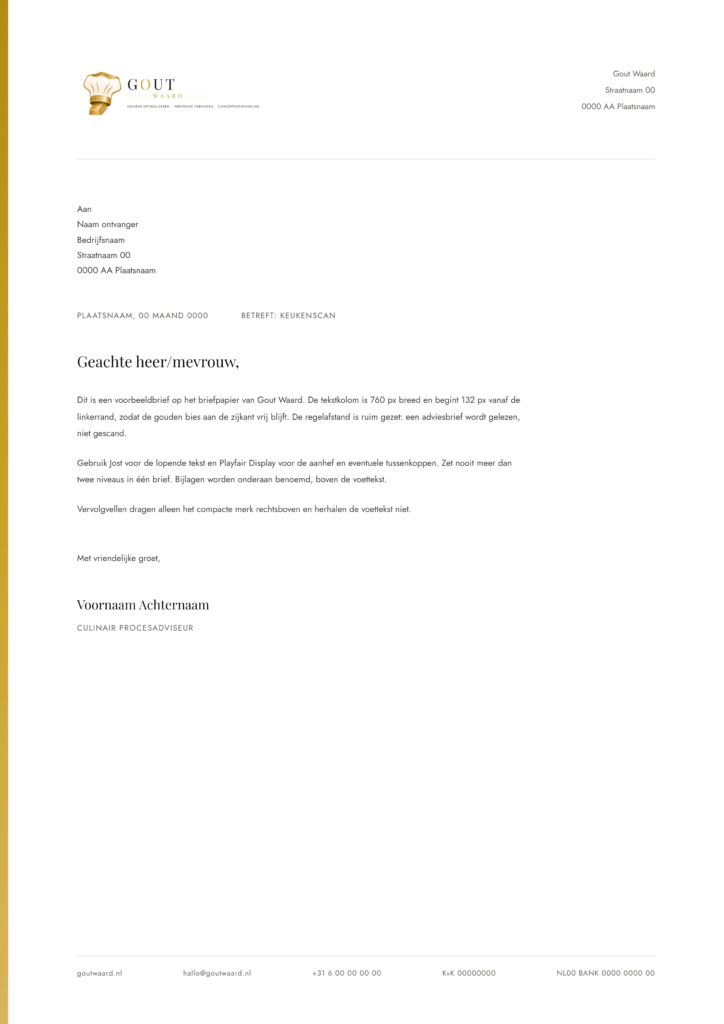 Briefpapier voor Gout Waard