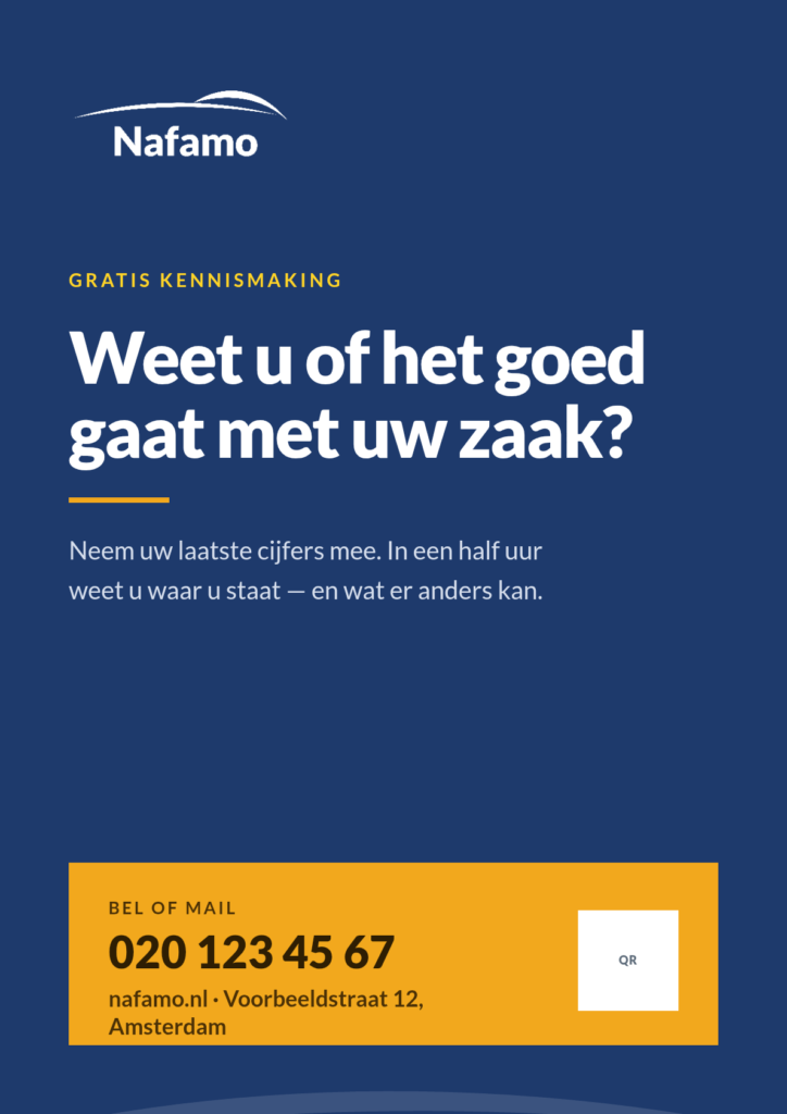 Advertentie A4 voor Nafamo