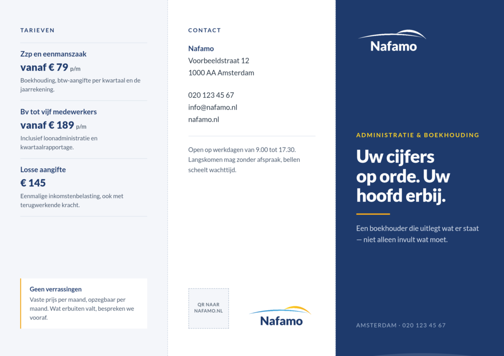 Folder buitenkant voor Nafamo