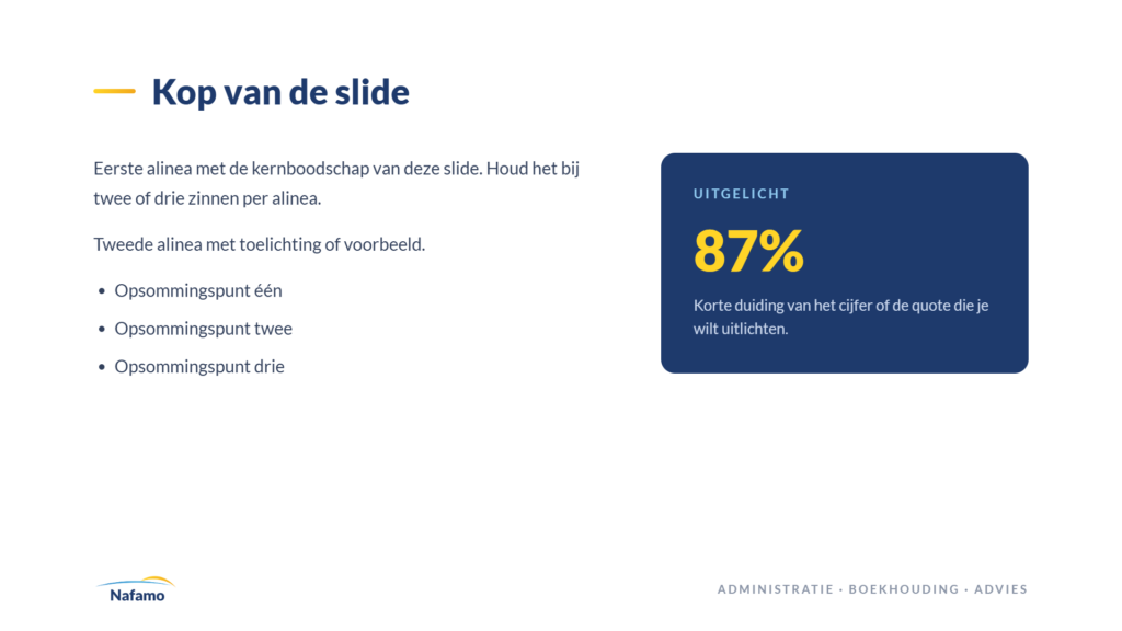 Presentatie: inhoud voor Nafamo
