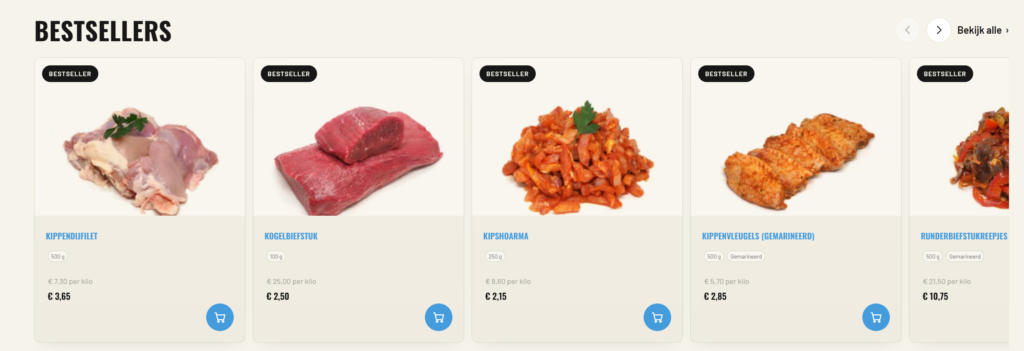 Website, tweede scherm voor Atlantic Slagerij