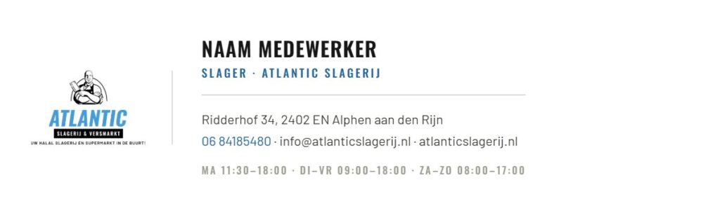 E-mailhandtekening voor Atlantic Slagerij