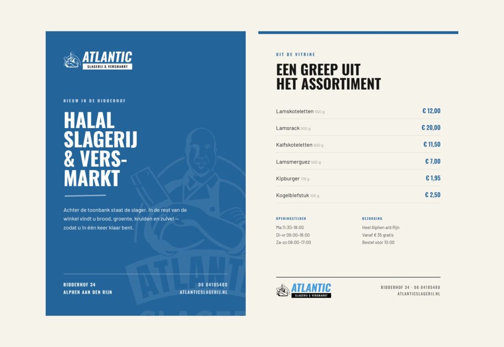 Flyer voor Atlantic Slagerij