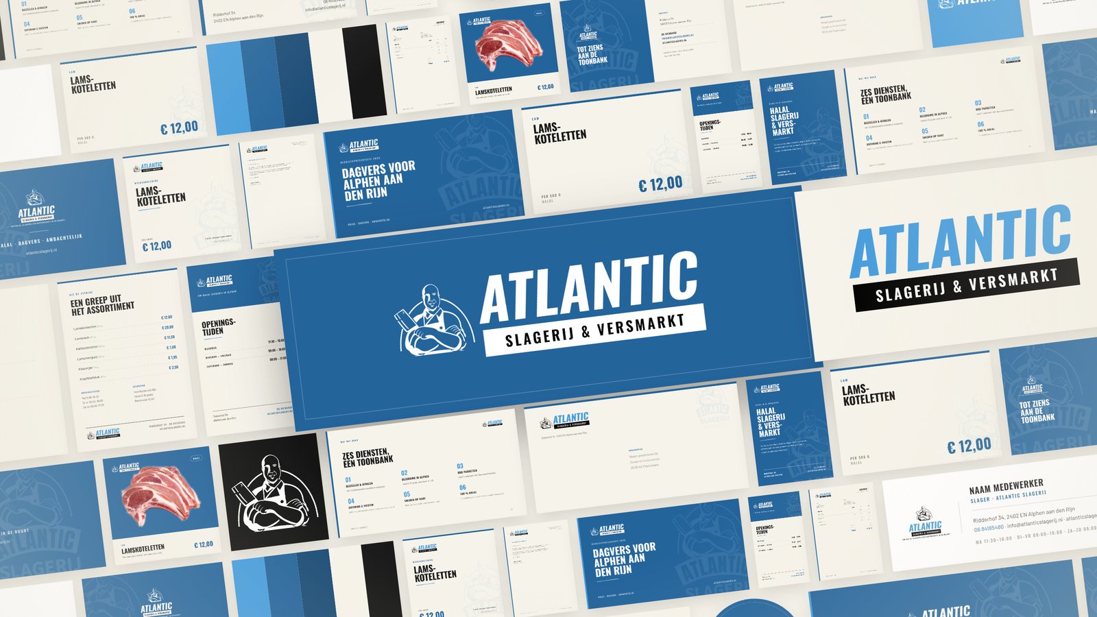 De huisstijl van Atlantic Slagerij in een overzicht