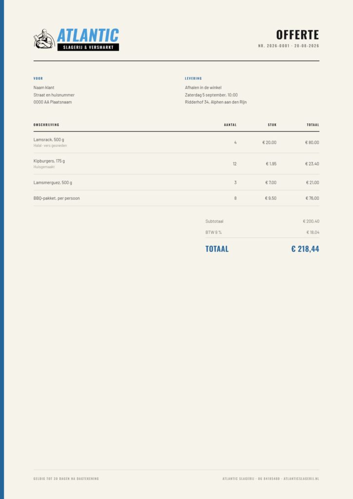 Offerte voor Atlantic Slagerij