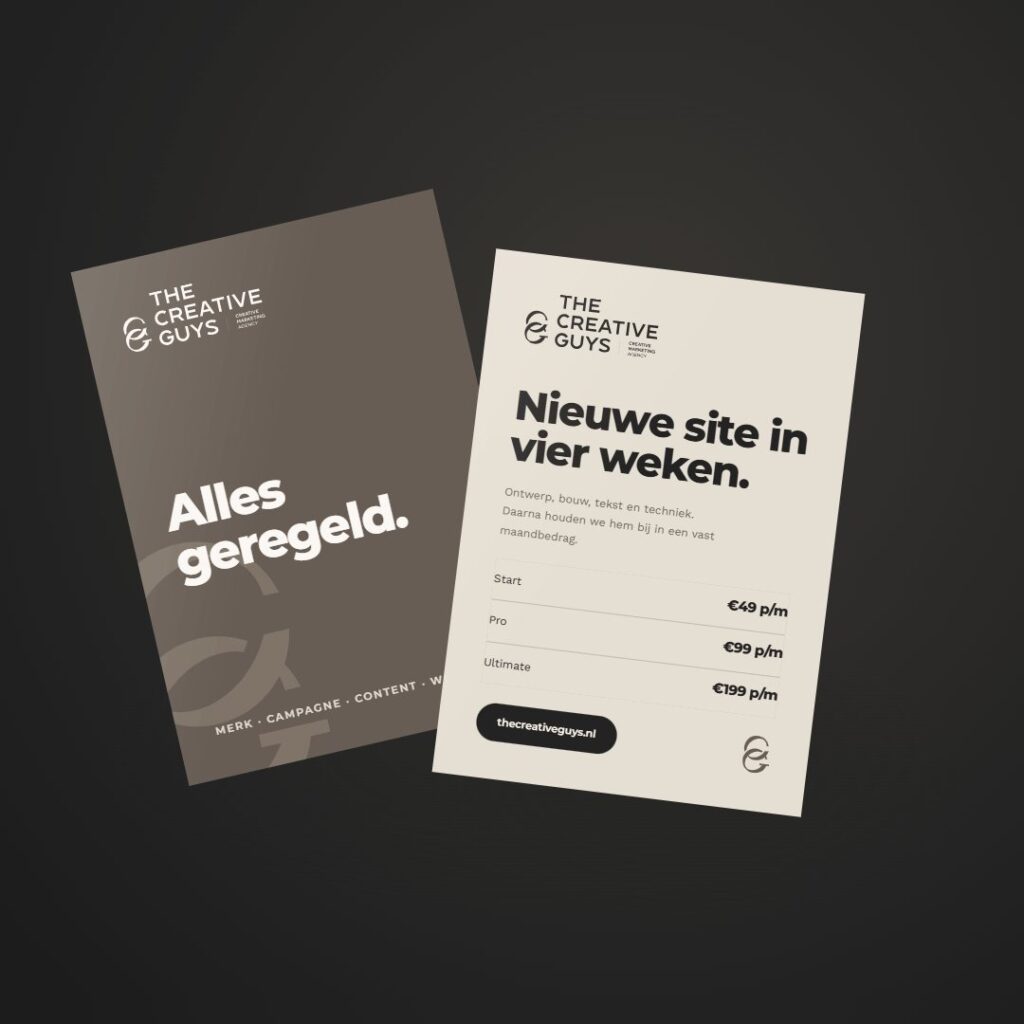 Flyer in het echt voor The Creative Guys