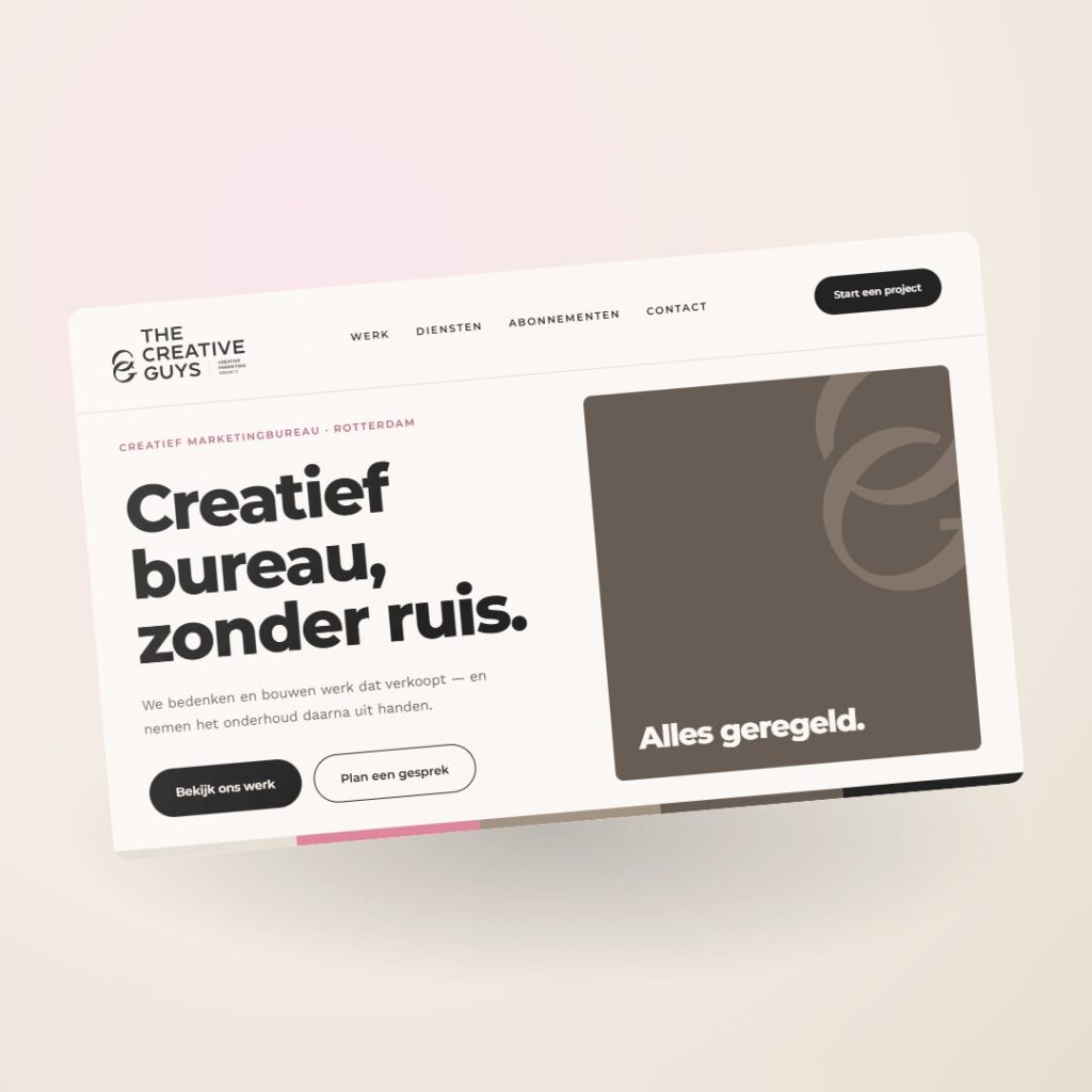 Op het scherm voor The Creative Guys